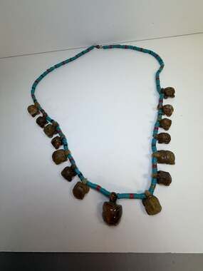 Native American Style Hand-Carved Turtle Fetish Heishi Bead Necklace